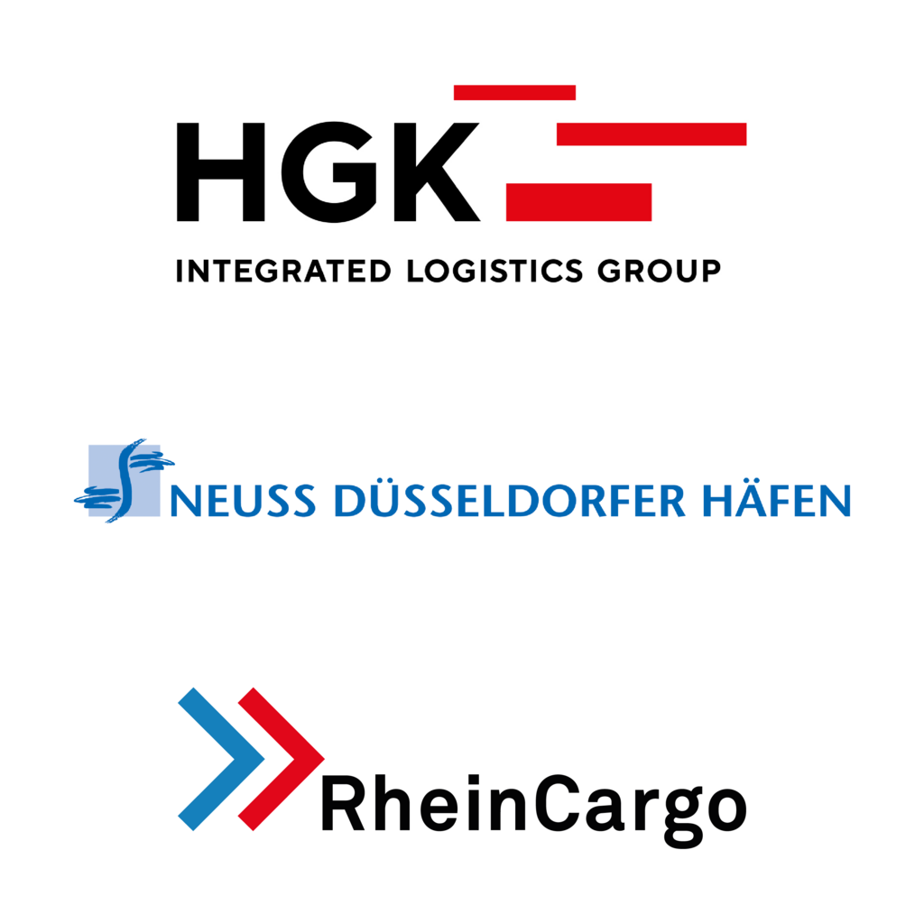 Grafik einer Collage der Logos der Unternehmen HGK, NDH und RheinCargo